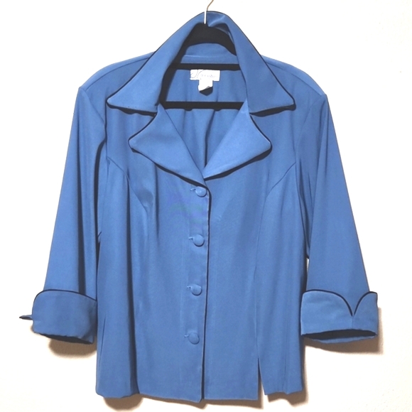 dressbarn Jackets & Blazers - Dressbarn Woman Vintage Blue 3/4 Cuffed Sleeve Jacket Blazer Women's Size 16